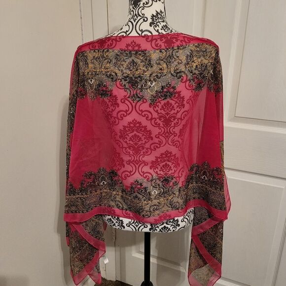 Classic paisley printed chiffon shawl - Picture 4 of 7